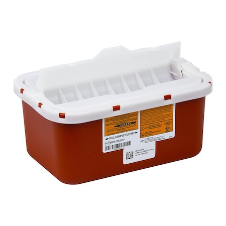 Medline Sharps Container, 1 Gallon, Wall-Mounted, With Flab, Red, 32PK MDS705201